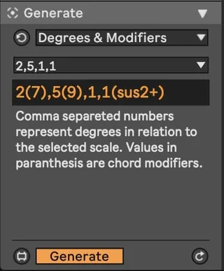 Degrees and Modifiers - MIDI Generator screenshot