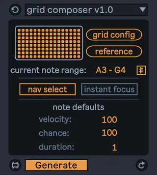 grid composer - monome grid MIDI Generator screenshot