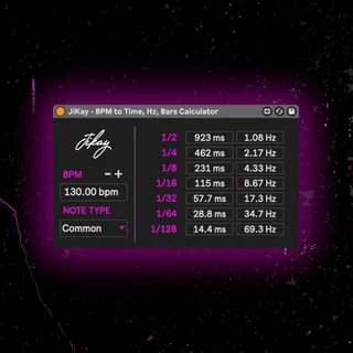 TIME - BPM to ms Hz bars calculator screenshot
