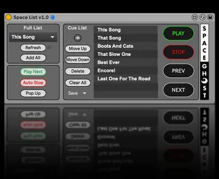 SpaceList setlist manager screenshot