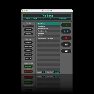SpaceList setlist manager screenshot