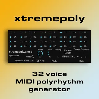 xtremepoly - 32-voice MIDI polyrhythm generator screenshot