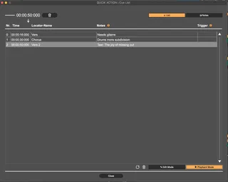 Cue List locators notes webhooks .BetterUI screenshot