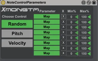 Midi Note Control Parameters screenshot
