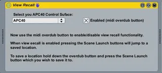 APC40 View Recall screenshot