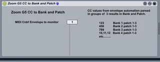 Zoom G5 CC to Bank and Patch screenshot