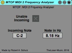 MTOF MIDI to Frequency Analyser screenshot