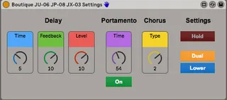 Boutique JU-06 JP-08 JX-03 Hidden Settings screenshot