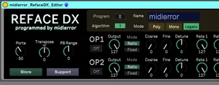 Yamaha Reface DX Editor screenshot