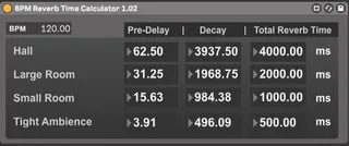 BPM Reverb Time Calculator screenshot