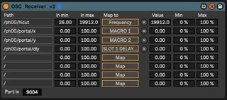 OSC Receiver OSC In screenshot