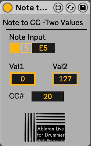 Note To MIDI CC - Two Values screenshot