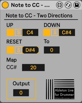 Note To MIDI CC - Two Directions screenshot