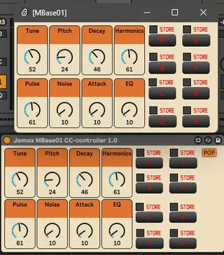 Jomox MBase01 CC-controller screenshot