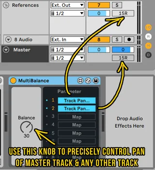MultiBalance knob to control pan of many tracks screenshot