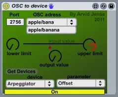 OSC to device screenshot
